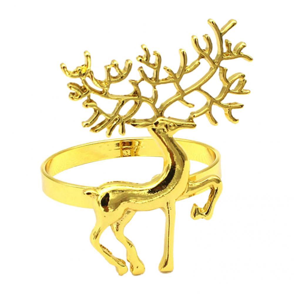 Napkin Ring Anti-Rust Dinning Towers Napkin Buckle Reused Napkin Holder Ring Delicate Xmas Deer Napkin Holder Ring