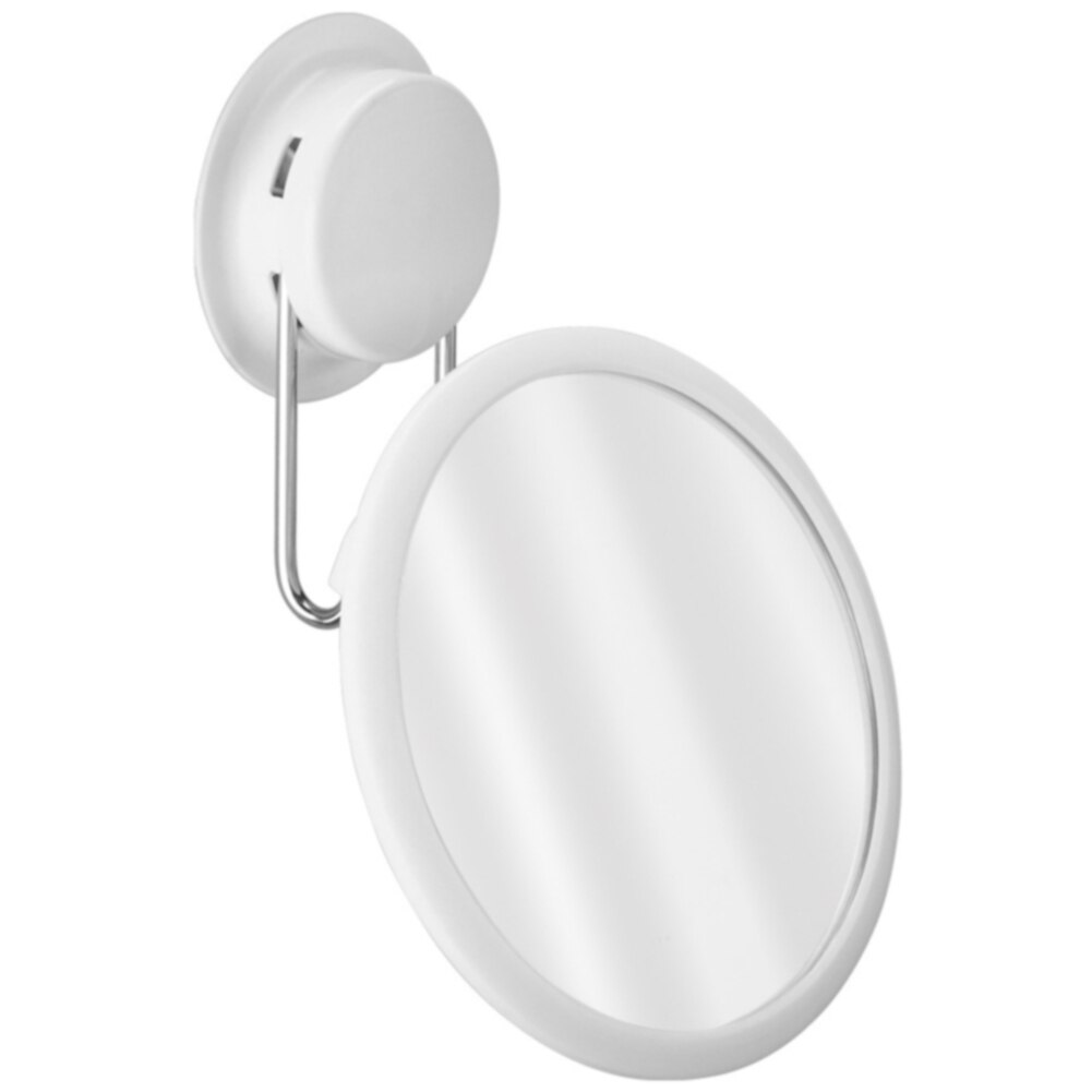 Suction Cup Bath Mirror Cosmetic Easy Install Modern Practical White Powerful Stainless Steel 360 Rotation Detachable Toilet
