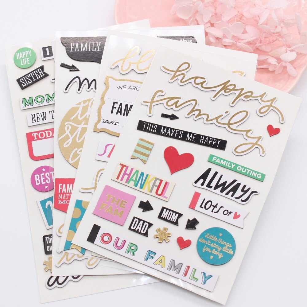 KSCRAFT Our Family 3D Die Cut Self-adhesive Stickers for Scrapbooking Happy Planner/Card Making/Journaling Project