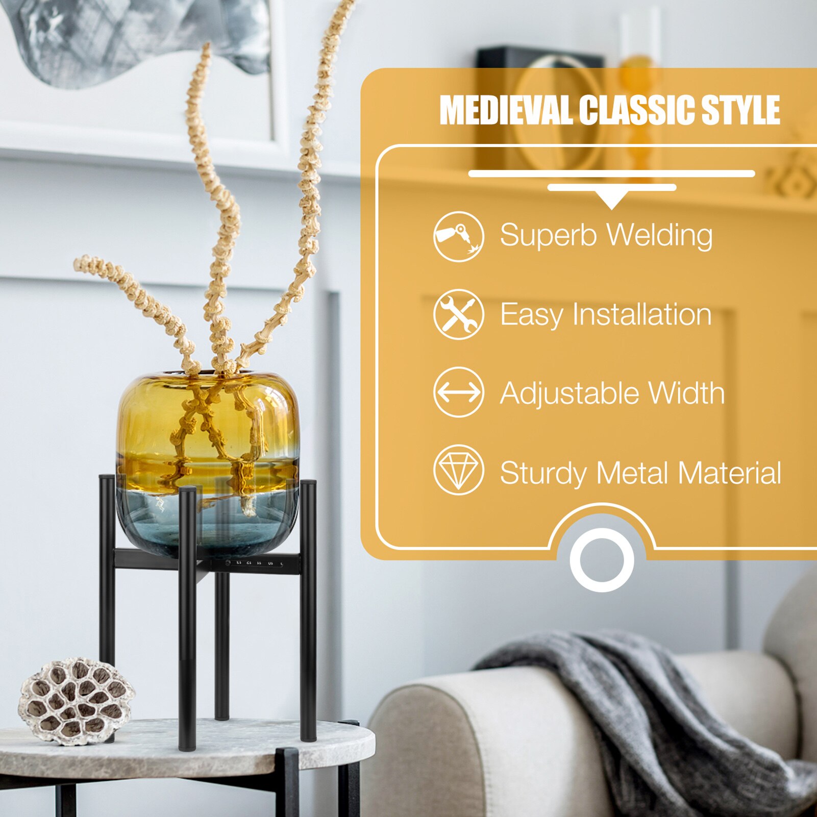 Metal Plant Stand Adjustable Modern Plant Stand Plant Display Stand Suitable for Indoor and Outdoor Flower Pot Stand