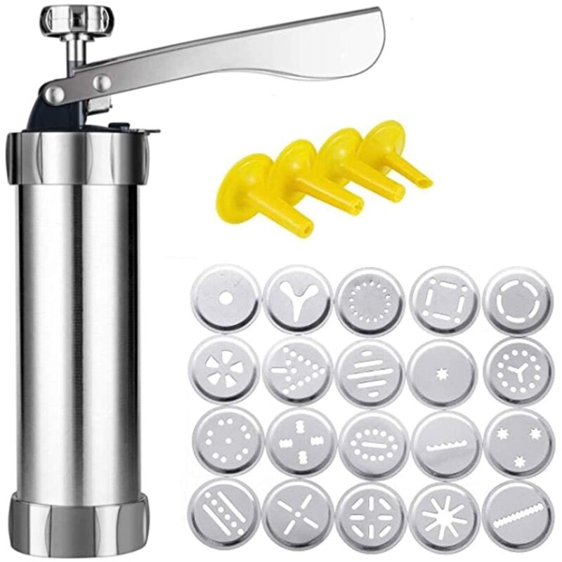 Cookie Pers, Cookie Pers Gun Kit, diy Biscuit Maker En Churro Maker Met 20 Decoratieve Stencil Discs En 4 Icing Tips