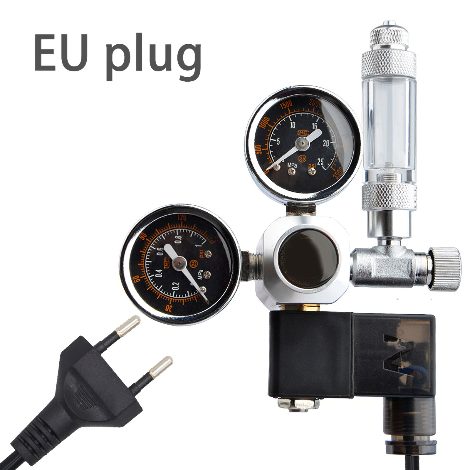 Aquarium Solenoid Valve Kit Pressure Gauge, CO2 Regulator, One-Way Valve Fish Tank Accessories, CO2 Pressure Reducing Valve