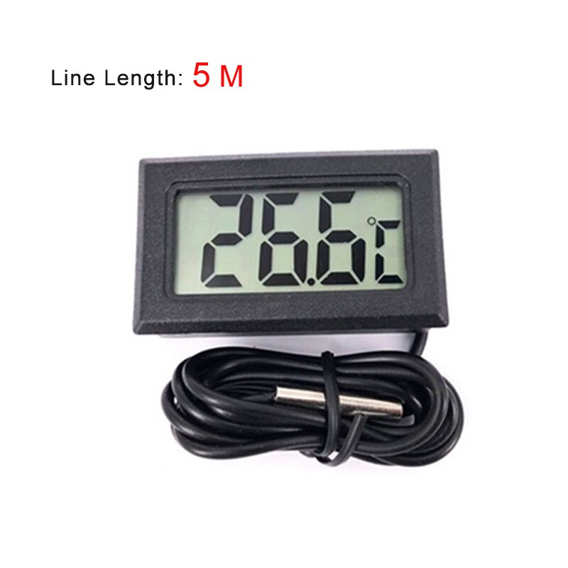 Mini dijital LCD termometre buzdolabı dondurucu için sıcaklık-50 ~ 110 derece su geçirmez akvaryum termometresi dijital LCD 1/2 /3/5M: Black 5m Line