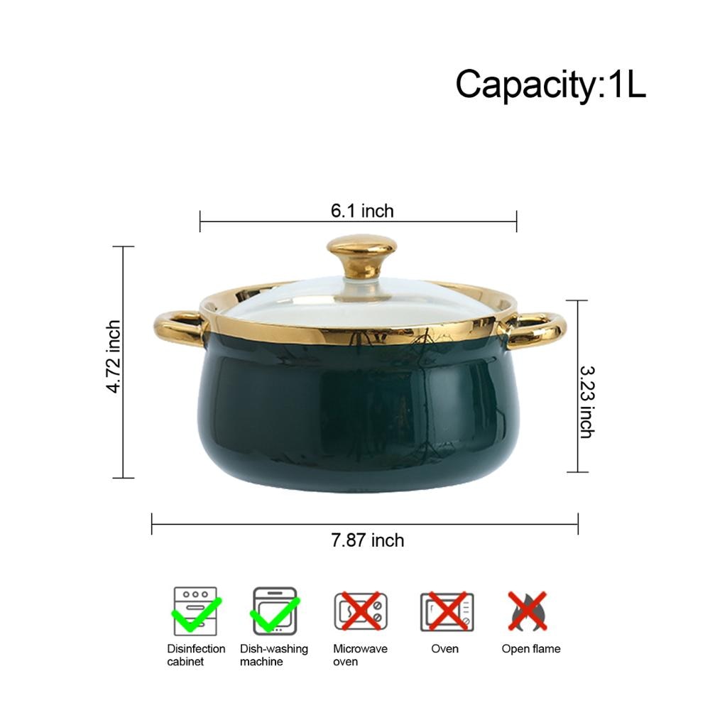 1l stor kapacitet keramisk skål, suppeskål og nudelskål, skål med gylden kant: 1l grønne
