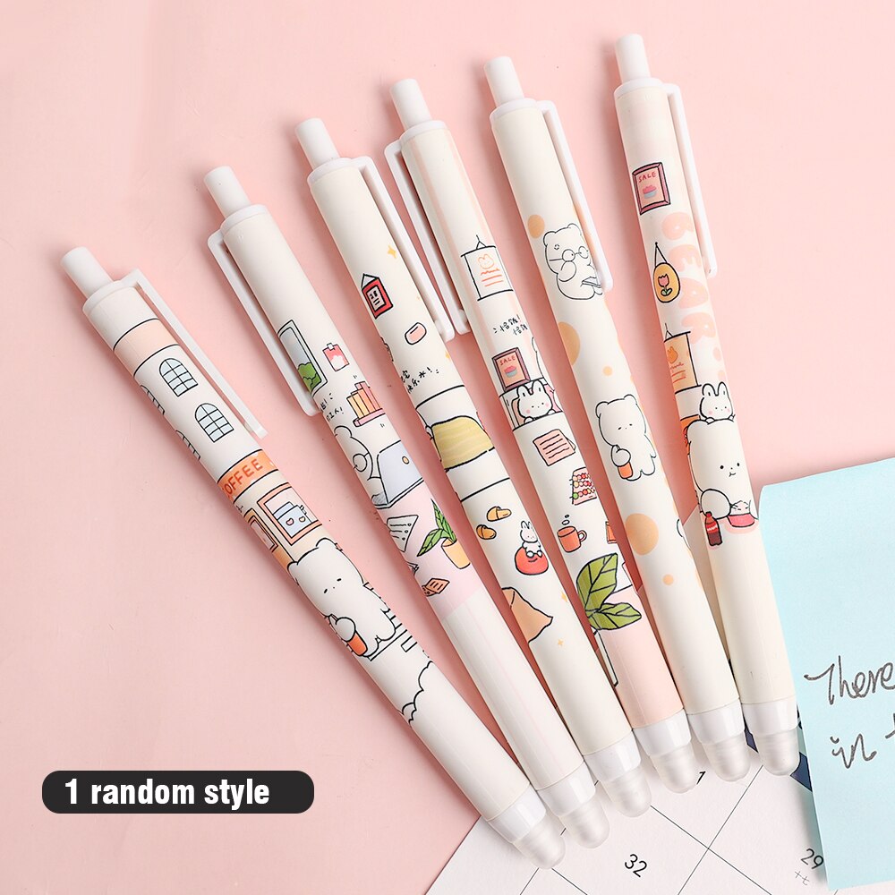 Erasable Gel Pen Animal Writing Supplies Stationery Office Accessories School Office Mechanical Erasable Ink Pens Back To School: Staff Bear / 2 PCS