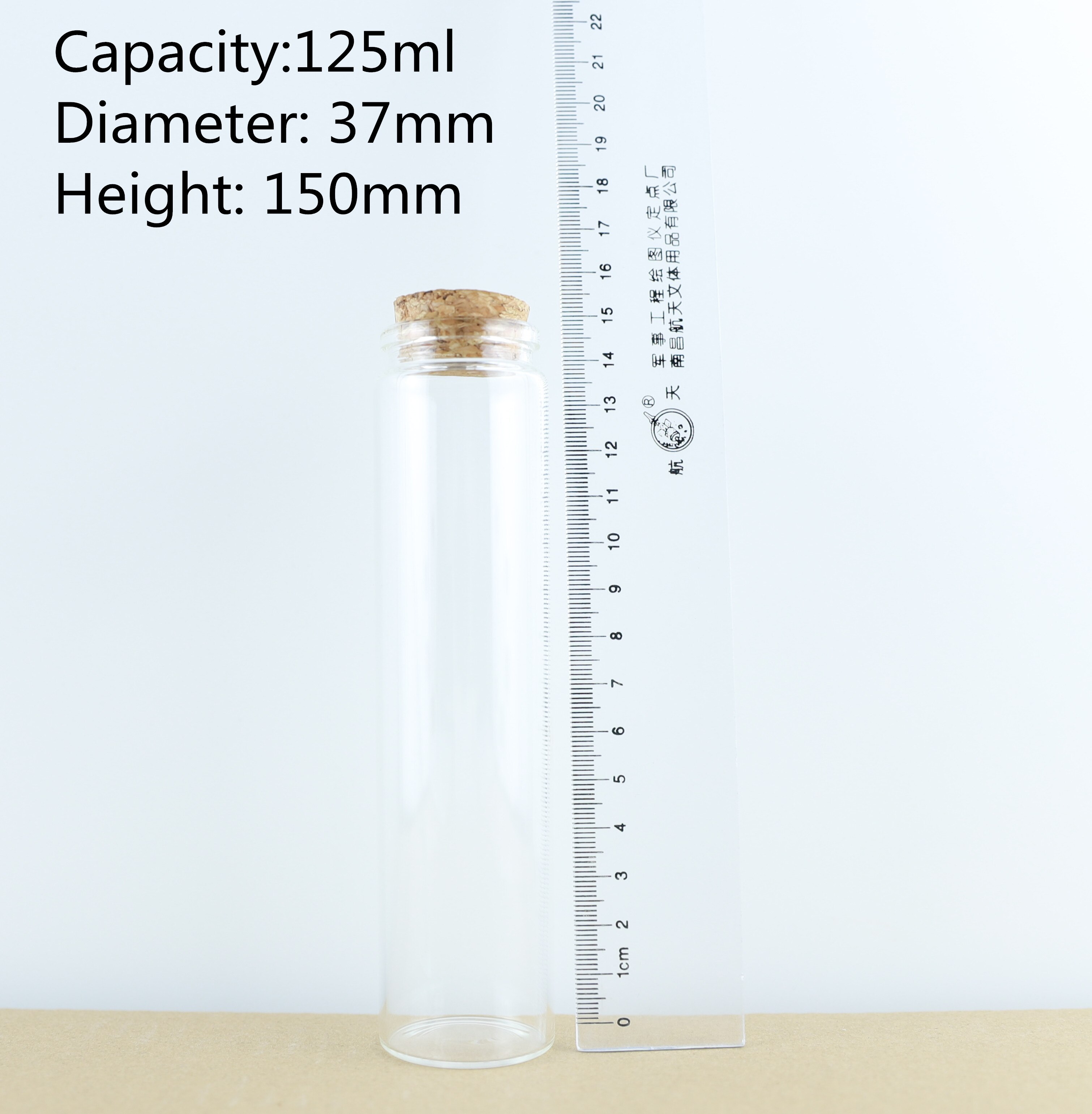 24 Stks/partij Diy Glazen Flessen Wens Kurk Ambachten Potten Kurk 37Mm Diameter Transparante Lege Glazen Flessen: 125ml