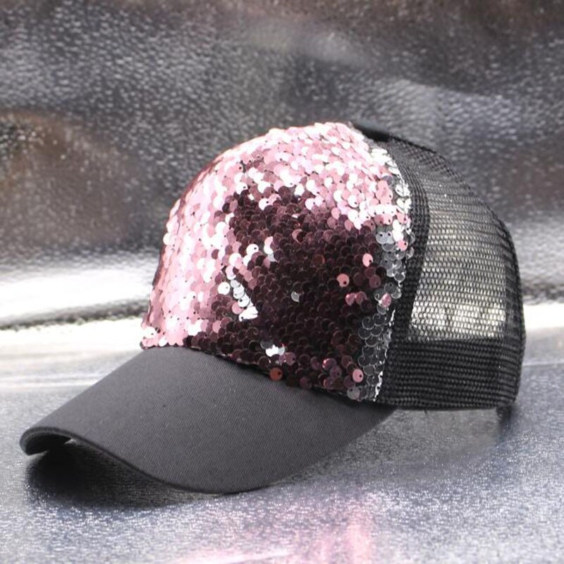 Adult&kids Baseball caps Club Bar Party Dancer Sequin Cap Children Baseball Cap Glitter Sparkling Shiny Hats Adjustable H9: purple pink / Adult