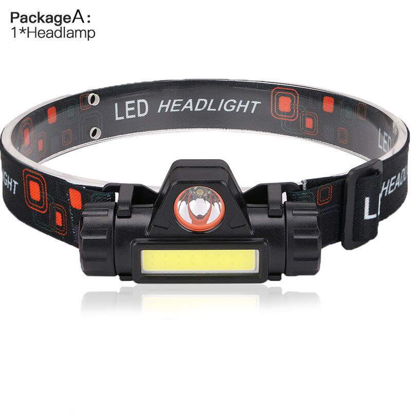 USB Rechargeable LED Headlight Powerful COB Headlamp Head flashlight Torch Waterproof Head Light with 1200mAh Built-in Battery: A