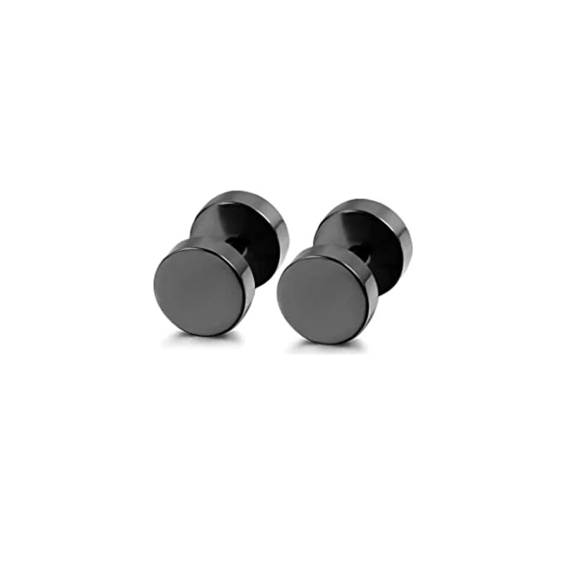 6 Paare Runde Ohrringe einstellen Edelstahl Zucht Ohrringe für Männer und Frauen Ohr Stecker Punk Stil Durchbohrte Schmuck 6MM: Schwarz-6MM-1Paare