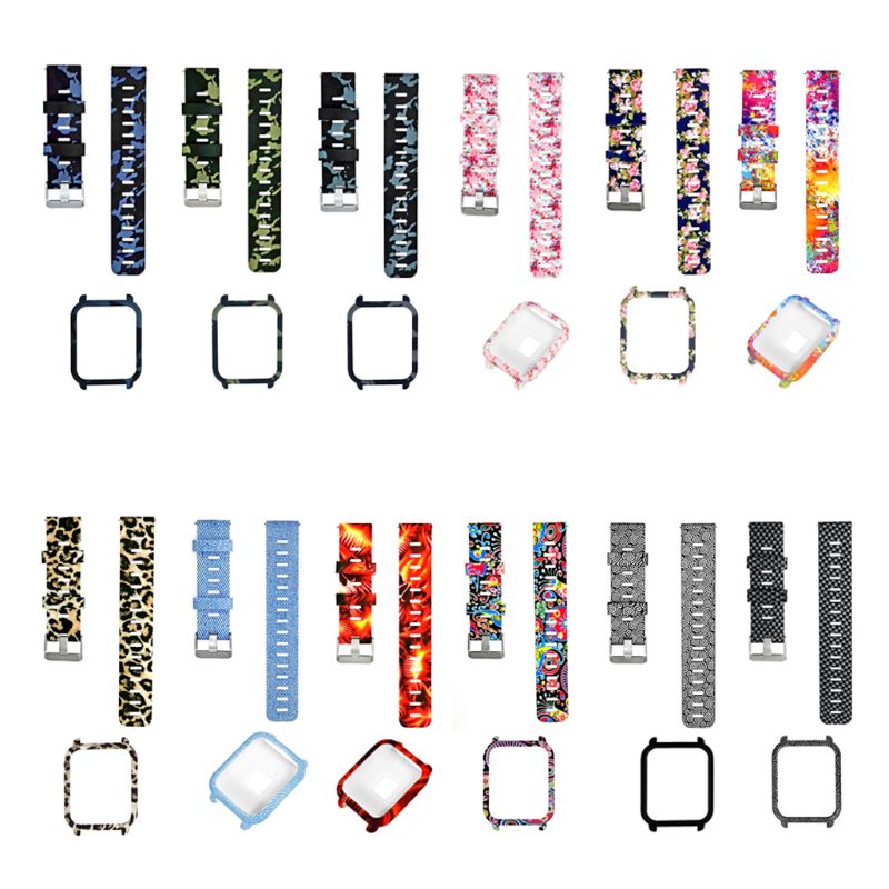 1Set Weiche Silikon Armband Handgelenk Strap Harte PC Schutzhülle Shell Haut Protector für Xiaomi Huami Amazfit Bip Bit jugend Sma