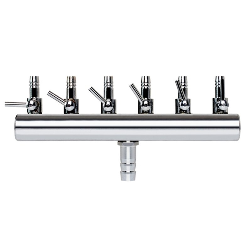 Aquarium Air Flow Splitter Fish Tank Air Control Valve Stainless Steel Aquarium Fish Tank Splitter Lever Control Valve: 6 heads