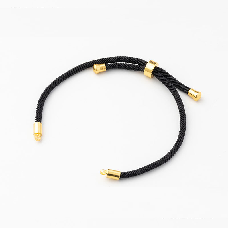 5 stk/parti 3mm svart rødt tau tilbehør justerbar lenke kjede for gjør-det-selv-koblinger sjarm armbånd smykkefremstilling: Svart og gull
