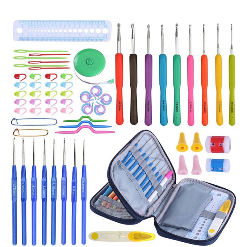 Haak Naalden Sets Ergonomie Handvat Garen Weave Breinaalden Haken Schaar Heersers Stitch Breien Accessoires Set Voor Moeder: Crochet Hooks Set