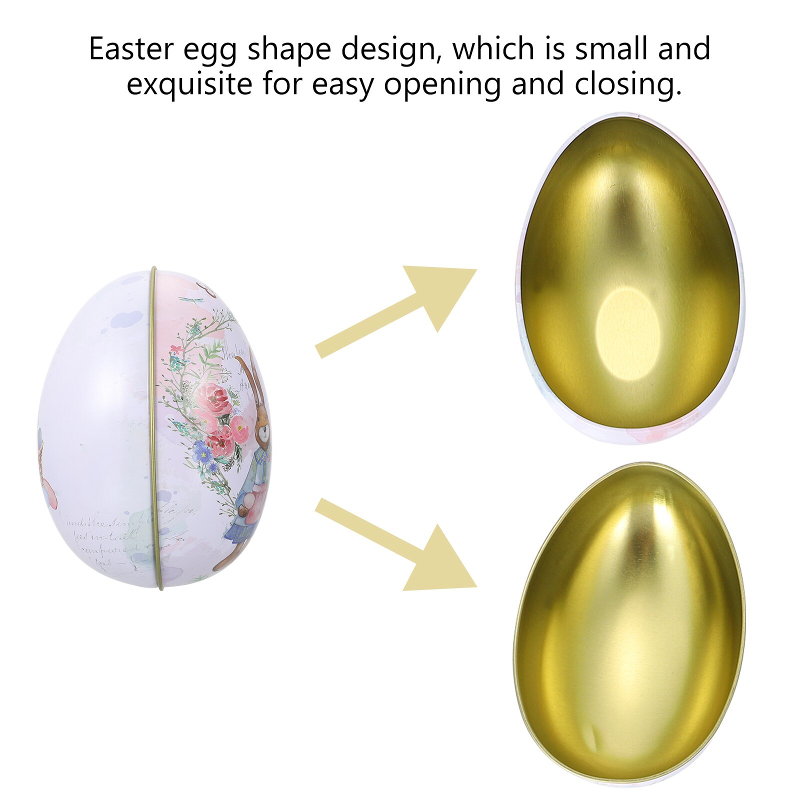 3pcs Easter Egg-shaped Candy Box Decorative Tinplate Box Package Box