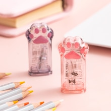 1PC Kreative Katze Pfote Tiere Manuelle Bleistift Spitzer transparent Tragbare Studenten Schreibwaren Für Schule Preis Rosa Grau