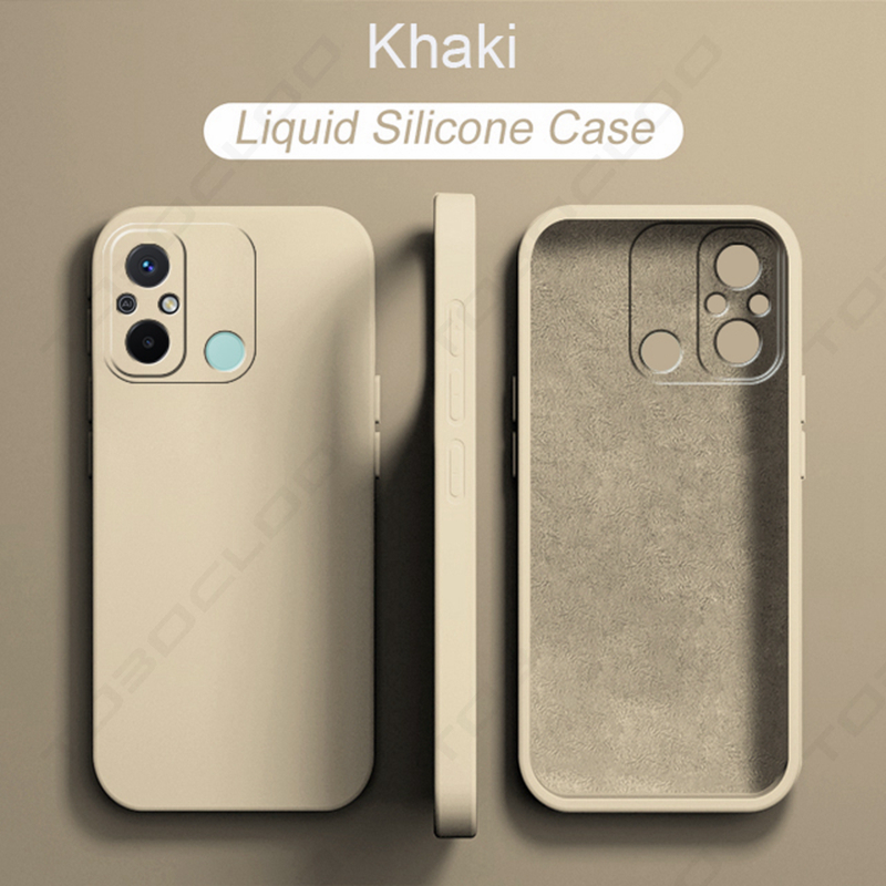 Luxe originele zachte hoes van vloeibaar siliconen voor xiaomi redmi 12c , redmi 12c red  mi 12c global version 12 c hoesje: Donker kaki