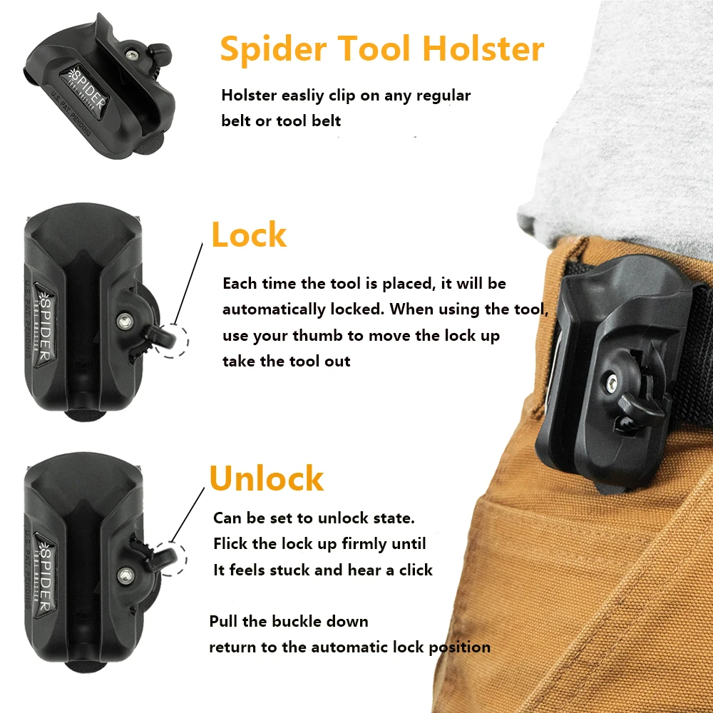 Spider Tool Holster Hammer Wrench Set - Multi-Tool Storage Organizer for Home Garage Workshop