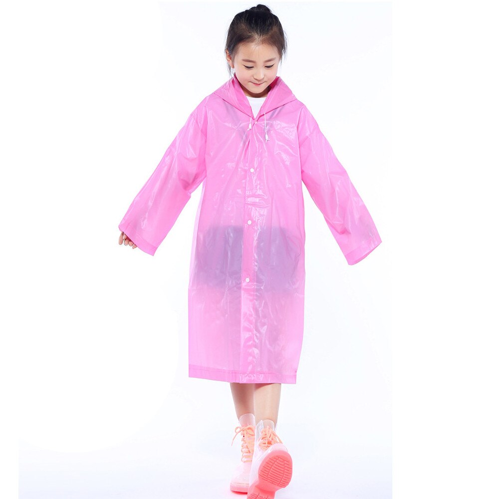 1PC Portable Reusable Raincoats Children Rain Ponchos For 6-12 Years Old Cartoon Raincoat Kids Children Windproof Rain Coat: Pink
