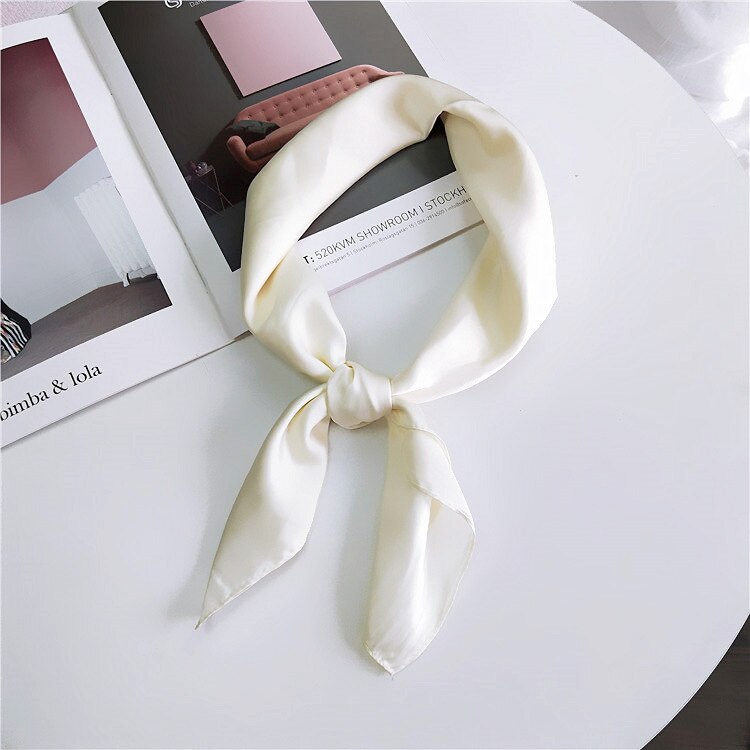 Écharpe en Satin pour femmes | Foulard cheveux kerchef, couleur unie, foulard cheveux, mouchoir, petites écharpes de cou, femmes 70cm, Scaves de bandeau pour dames: White
