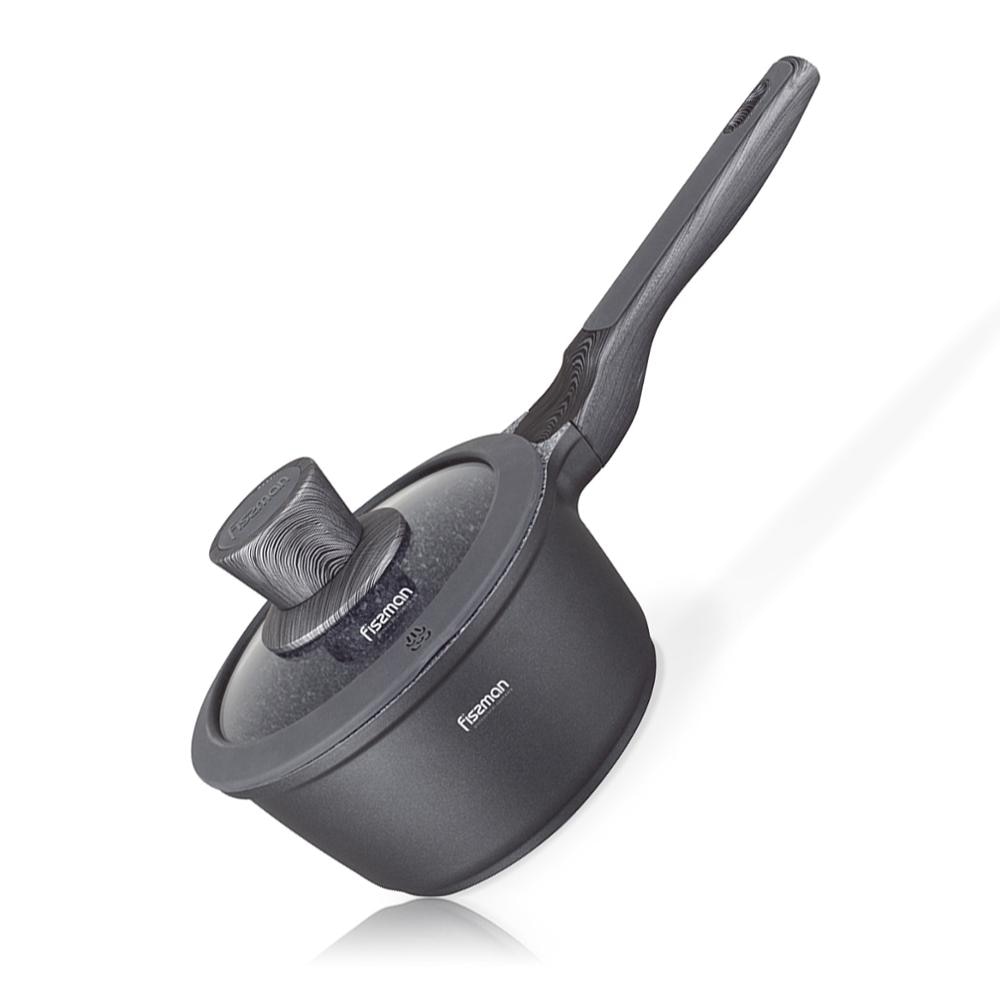 Fissman 16cm grydeske greblon  c3 granit nonstick belægning aluminium induktionskomfur gryde med glas låg