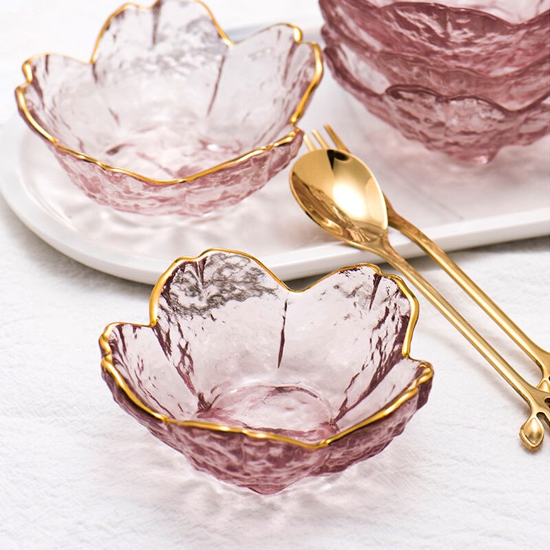 Sakura Shape Sauce Dish Glass Seasoning Dish Sauce Vinegar Salt Chili Oil Small Dish Household Pot Seasoning Bowl Tableware
