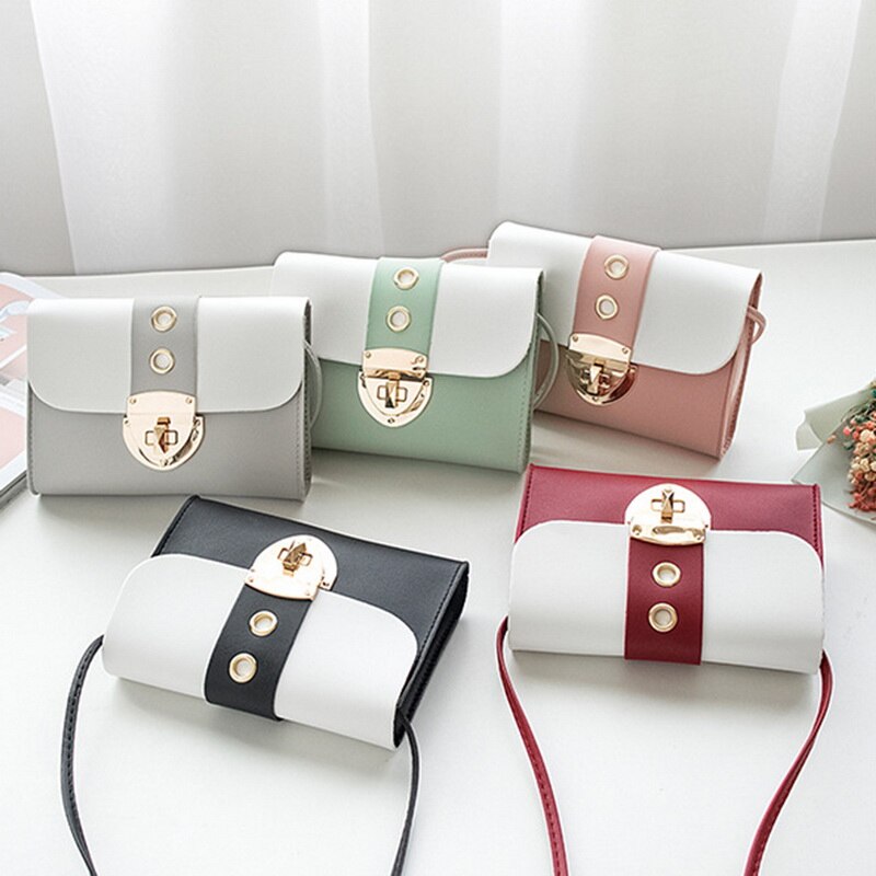 Ladies Candy colors Mini bolso cruzado pequeño para mujer, bolso con paneles Retro con solapa Pu Leather Crossbody bags