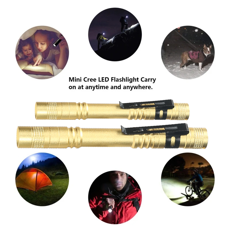 Mini bolígrafo de luz LED portátil con Clip, linterna de mano de bolsillo ultrabrillante de altos lúmenes para acampar y emergencias al aire libre