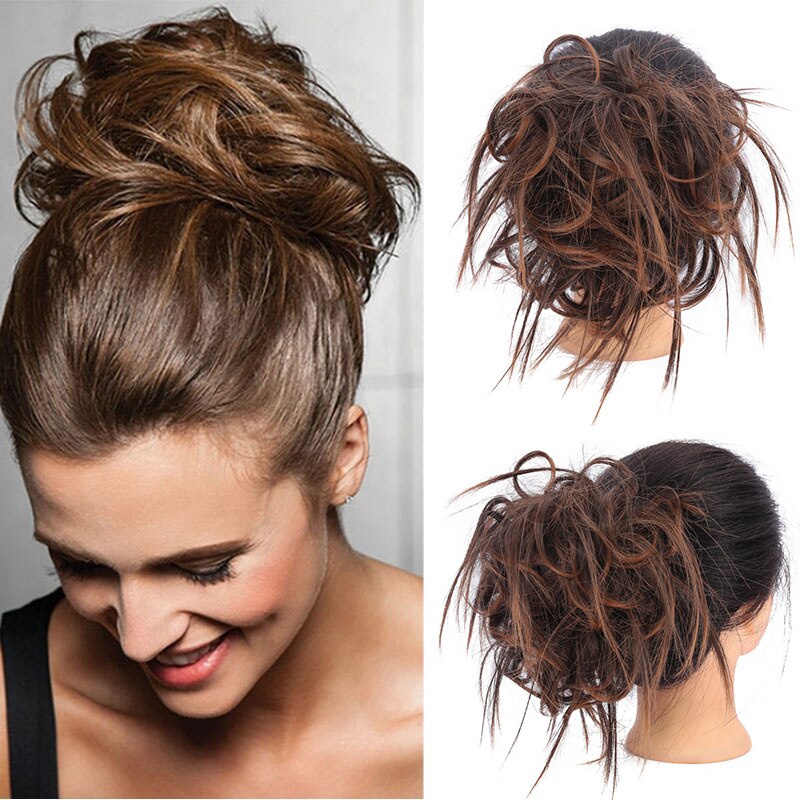 Houyan stökig brud brudtärna chignon munk hår bulle stökigt updo frisyrer hår bullar chignon munk