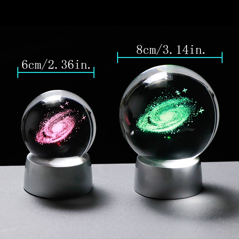 Modèle Miniature de boule de galaxie en cristal de Globe en verre de l'univers 3D avec le LED rechargeable accessoires de sphère de décoration à la maison astronomie