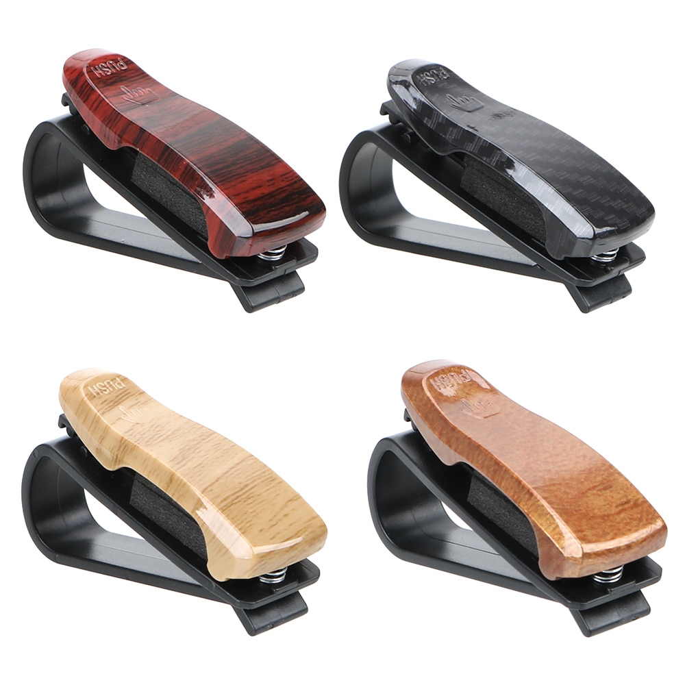 Leepee wood grain brilleetui brilleholder bil køretøj solskærm solbriller klemme auto fastener klip brilleholder