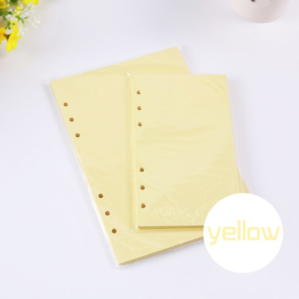 Korean Style 40 Sheets A5/A6 Filler Papers Loose-leaf Notebook 6 Holes Office School Supplies cute: Yellow / A5 Size