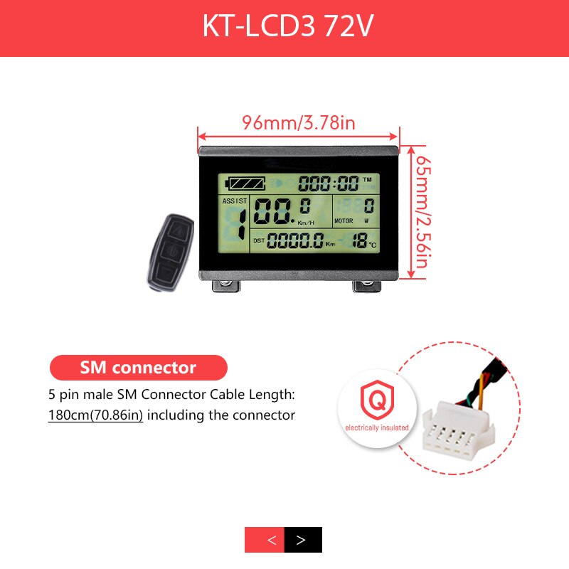 KT – écran LCD3 LCD8H LED880 Kuteng pour vélo électrique, 24V/36V/48V/72V, accessoires pour Kit: LCD3 72V SM Plug