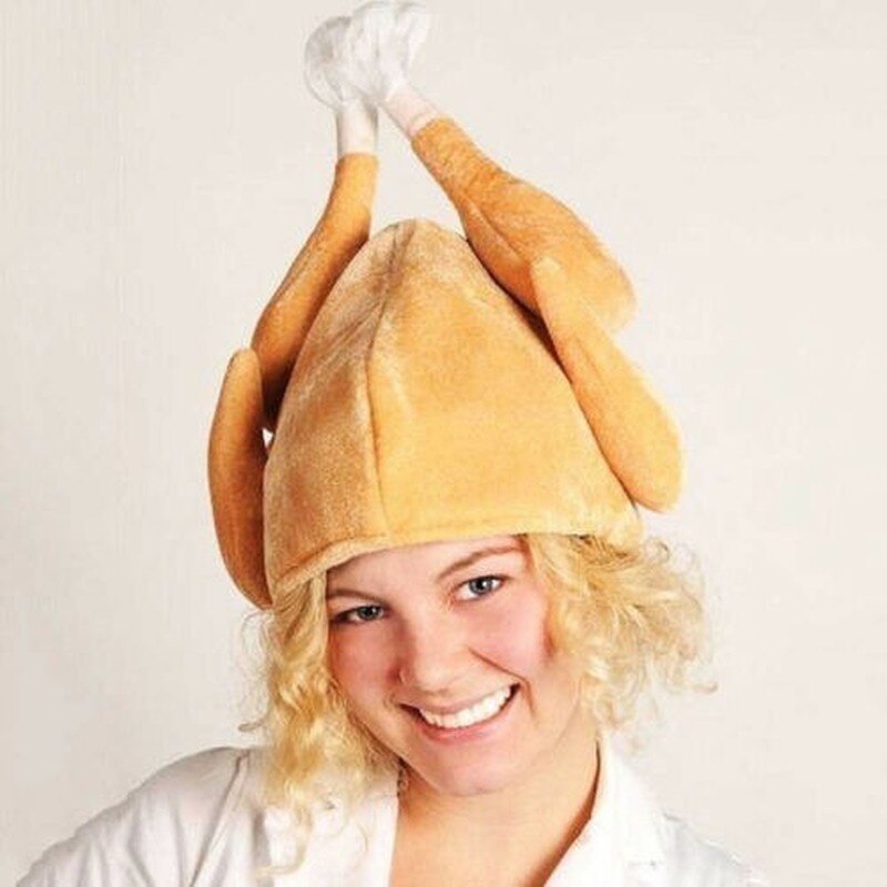 Chapeau rôti de dinde, Costume de Thanksgiving, poulet rôti, volaille brute, oiseau Trot, Chef, drôle, nouveauté, maquillage, fête, chapeau amusant, tendance