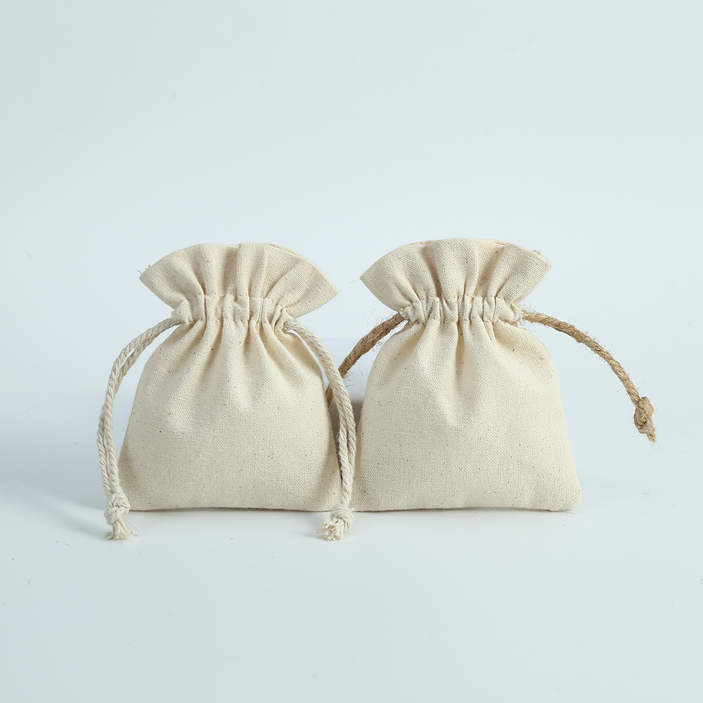 10 Uds. Bolsas de de lona de yute de arpillera de algodón Natural para joyería, collar, pendiente, anillo, bolsa organizadora de jabón, recuerdo de boda y Navidad