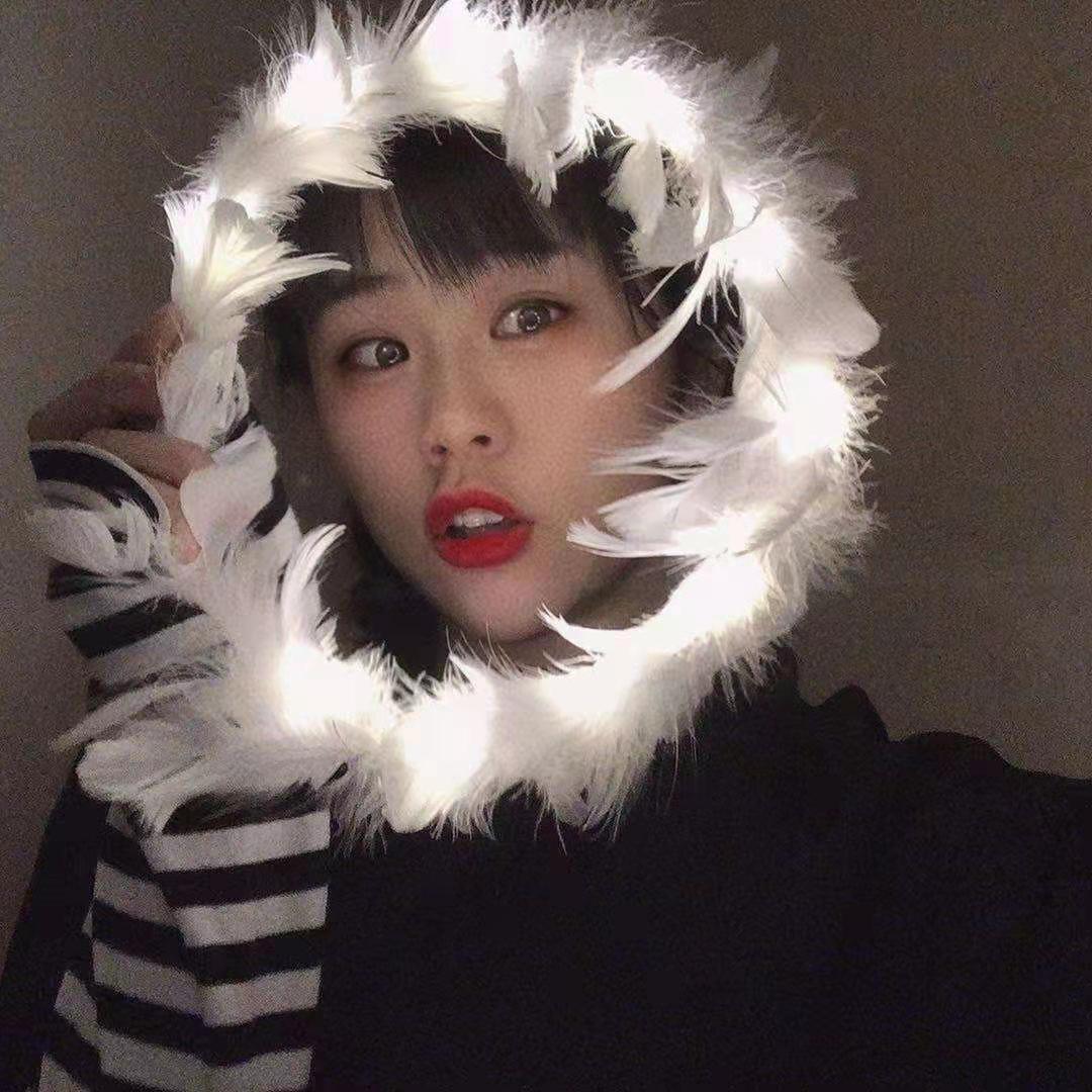 LED Flower Tulle Veil Headband Light Wreath Crown Women Girl Glow Party First Communion Wedding Luminous Festival Costume: White