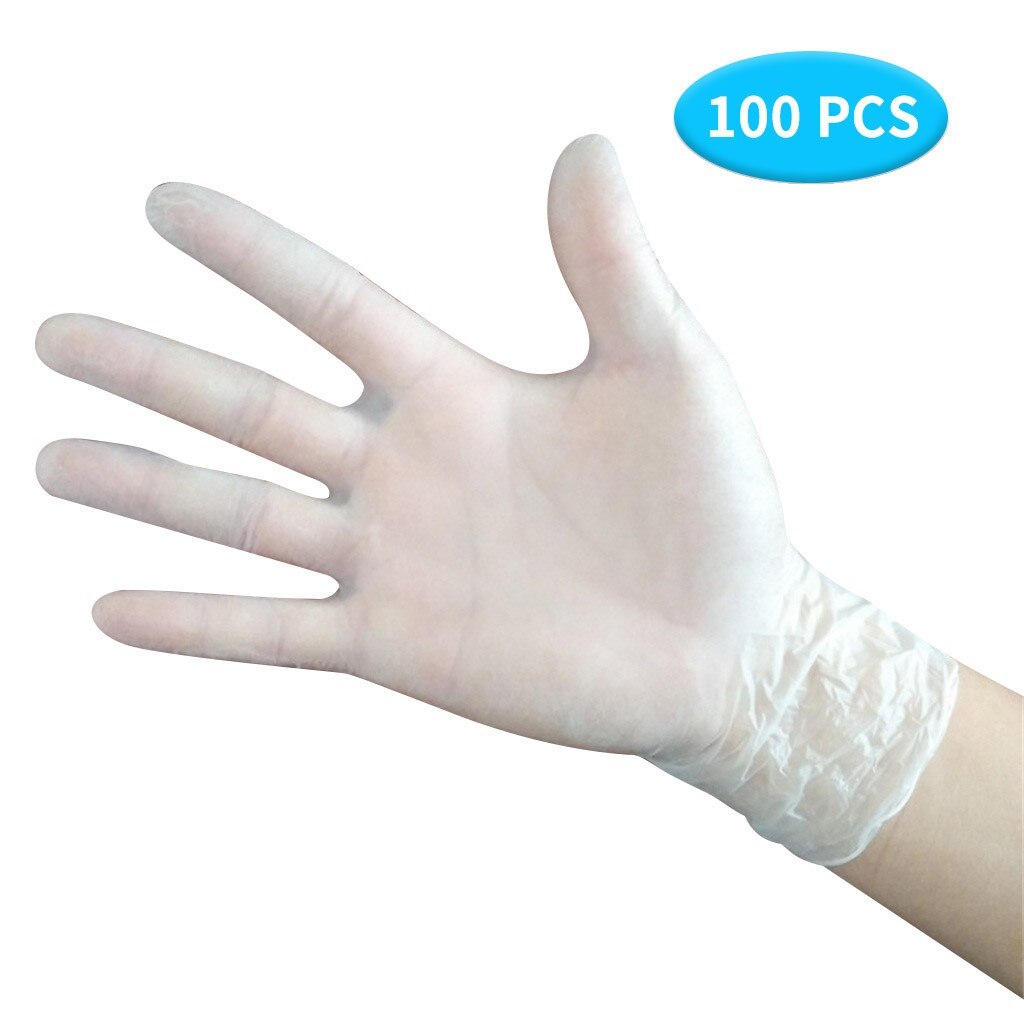 100PCS/Box protection Powder-free PVC Transparent Gloves Disposable Rubber Powder-free PVC Salon cooking Transparent Gloves L*5: S