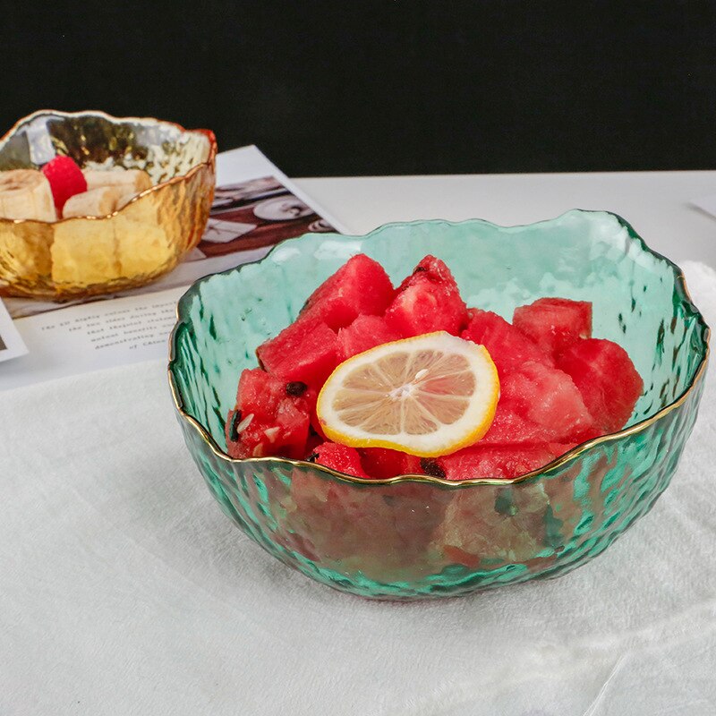 Glazen Slakom Fruitschaal Huishouden Woonkamer Thee Tafel Netto Rood Wastafel Snack Kleur Drie Delige Set
