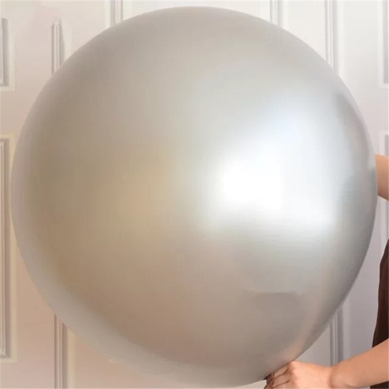 36inch Giant White Pink Latex Air Helium Balloon Big Round Inflable Golobs Wedding Birthday Party Decoration Baby Shower Balls: Silver