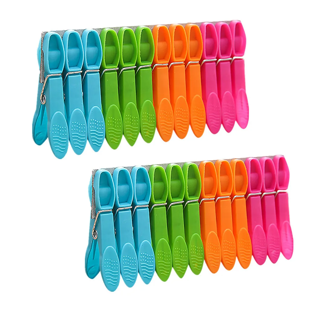 24 Uds. De pinzas de plástico para ropa de lavandería, pinzas para colgar, pinzas para alimentos para el hogar, pinzas para ropa, calcetines, ropa interior, soporte para tendedero