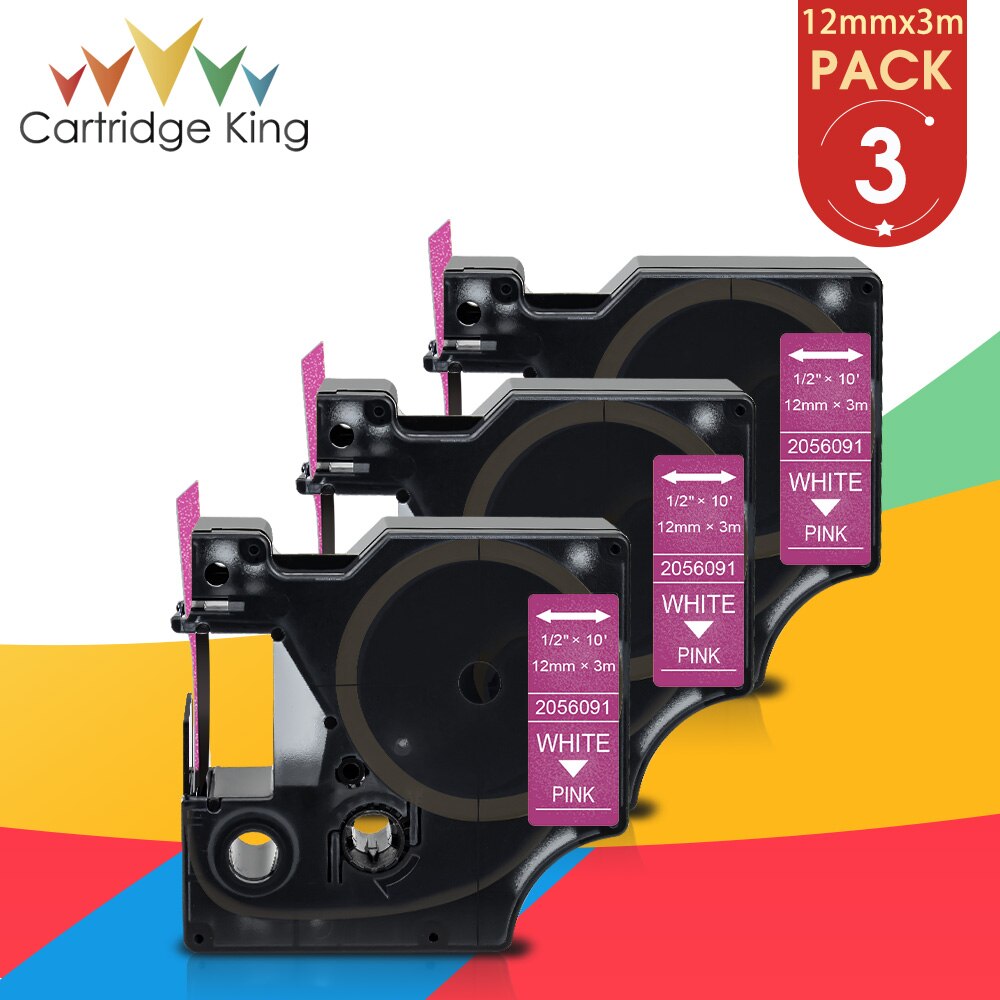 6PK 12Mm Zwart Op Wit Glitter Label Tape Vervangen Dymo D1 45021 45013 2056121 2056091 2056094 2056098 Voor Dymo labelmanager 160: Pink Glitter