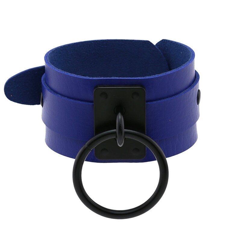 Bracelet punk rond en cuir pu, manchette gothique multicolore, pour femmes et hommes, bijoux de fête: Couleur 7