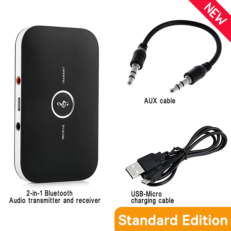 Verbeterde Bluetooth 5.3 Audio Zender Ontvanger RCA 3.5mm AUX Jack USB Dongle Muziek Draadloze Adapter Voor Auto PC TV hoofdtelefoon: Black