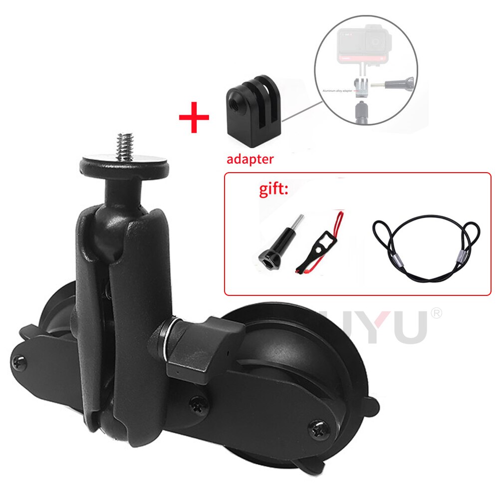 Support de ventouse de voiture à double tête de boule de 1 pouce, adapté à la perche à Selfie Invisible pour Insta360 One R X2 Gopro Max, accessoires: TY91-03