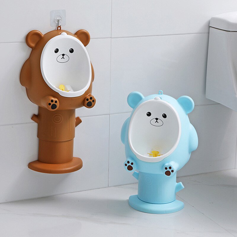 Baby justerbar højde dreng potte toilet træning børn stå lodret urinal tisse toilet tegneserie bjørn vægmonteret krog urinal