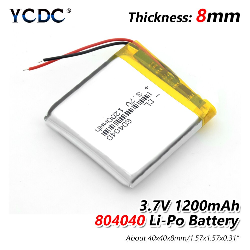 3.7V polymer lithium battery 804040 1200mAh large capacity Rechargeable Li-ion Cells For Camera MP3 MP4 MP5 GPS DVD LED Light: 1Pc