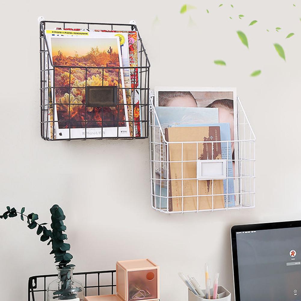 Wrought Iron Magazine Rack Innovative Simple Wall Decorative Rack Newspaper Document File Storage Shelf School Office Supplies