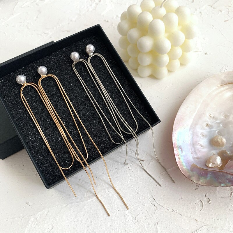 1 paar Gold Silber Farbe Lange Gewinde Quaste Ohrringe Für Frauen Neue Einfachheit Temperament exquisit Elegante Schmuck Ohrring