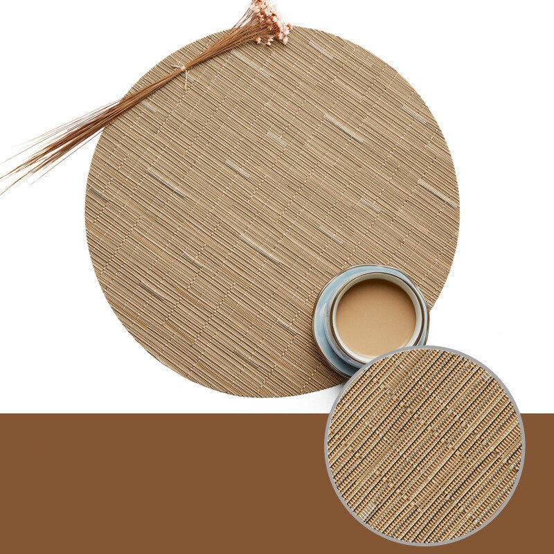 Keukenaccessoires plastic tafel placemats kom kerstmat beker onderzetters set rond geweven pvc isolatiemat pot koffie eetkamer: Weefmat 13