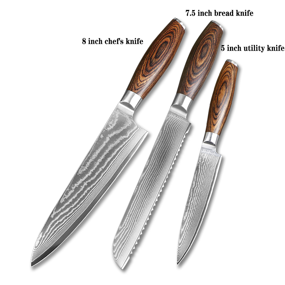 JUMCSONG-cuchillo de cocina para el hogar, utensilio de cocina de 67 capas, de acero damasco, para Chef, Santoku Nakiri Sashimi