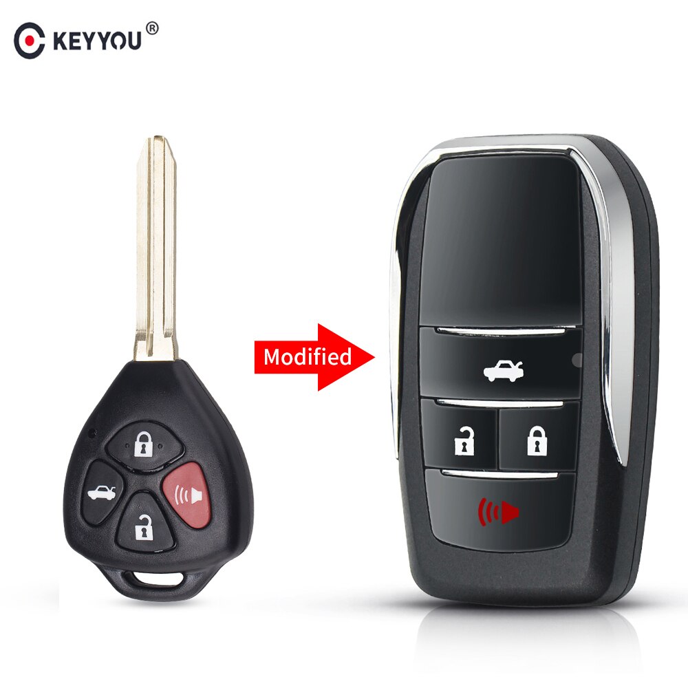 Keyyou Gewijzigd Flip Key Afstandsbediening Auto Sleutel Shell Voor Toyota Camry Avalon Corolla Matrix RAV4 Venza Yaris 4 Knoppen Ongecensureerd blade Case